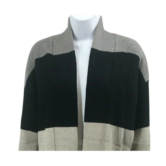 Andree by Unit Grey Black Color Panel Open Duster Cardigan Sweater Women's Sz M - Picture 1 of 8
